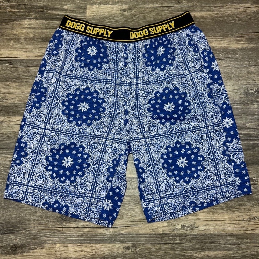 Dogg Supply by Snoop Dogg Blue Paisley Bandana Lounge Shorts Size Small